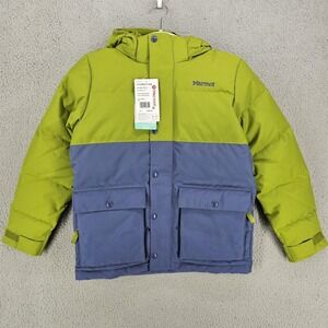 Marmot Fordham II Hoody Jacket Boys Large Green Blue 700 Fill Down Waterproof